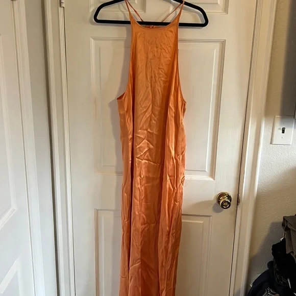 Zara orange satin dress cheap